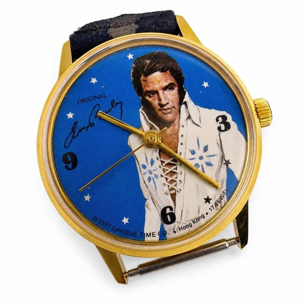 Vtg 1977 Elvis Presley Watch Head Unique Time Co 17 Jewel Mechanical 34mm WORKS